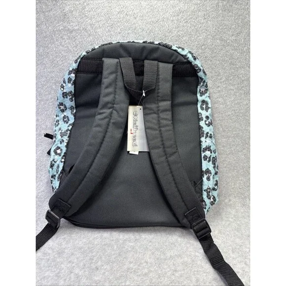 Accessory Innovations 17" Backpack Blue Sequin Iridescent Pad Back Lightweight - Picture 3 of 12